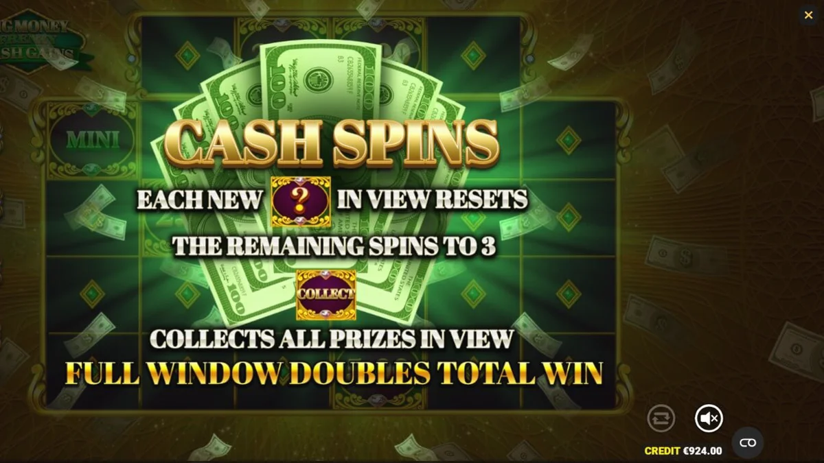 Tampilan visual slot Big Money Frenzy Cash Gains dengan tema brankas uang